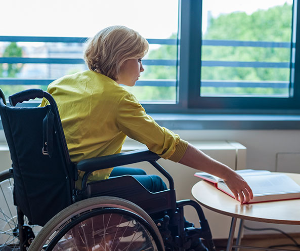 Young woman in wheelchair